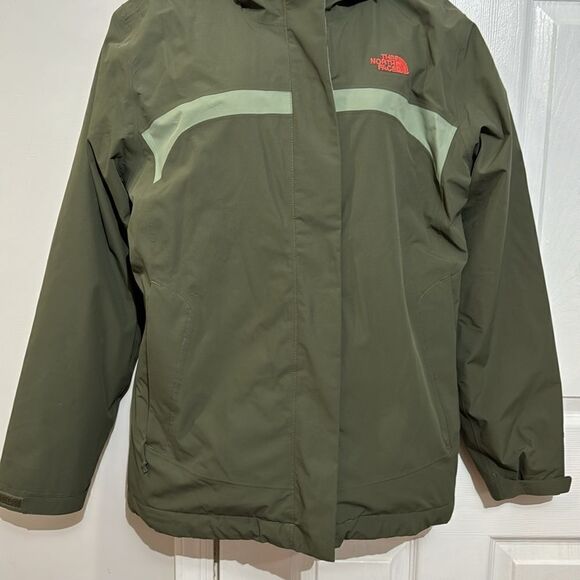 The North Face 3 in 1 triclimate women’s Army Green Orange winter jacket size L - Picture 4 of 16